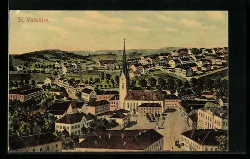 AK St. Valentin, Teilansicht mit Kirche
