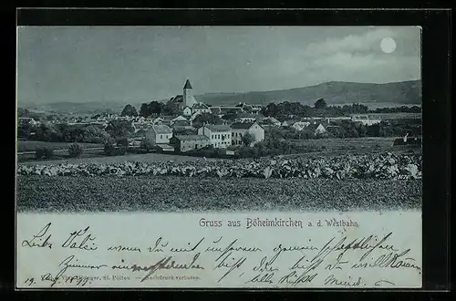 AK Böheimkirchen a. d. Westbahn, Totalansicht vom Feld aus gesehen