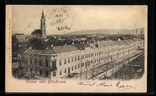 AK Stockerau, Teilansicht mit Kirche