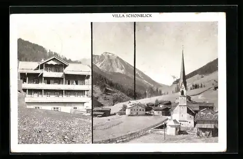 AK Lanersbach /Zillertal, Pension Villa Schönblick, Ortspartie mit Kirche