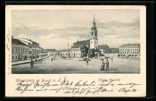 AK Bruck a. L., Hauptplatz mit Kirche, Obere Ansicht