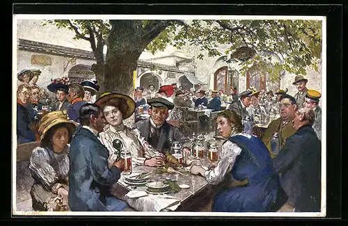 Künstler-AK Salzburg, Gasthaus Stieglkeller