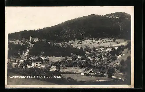 AK Waidmannsfeld, Gesamtansicht des Ortes mit Kirche