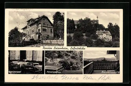 AK Lassnitzhöhe, Pension Luisenheim, Felsengarten, Speisesaal