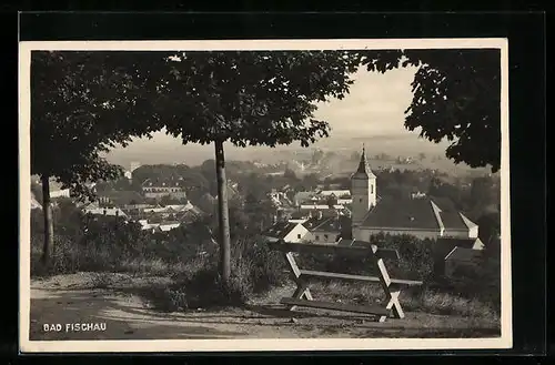 AK Bad Fischau, Höhenweg mit Ortsblick