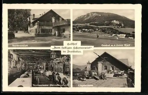 AK Dreistetten, Gasthof Zum lustigen Scherrerwirt, verschiedene Ansichten