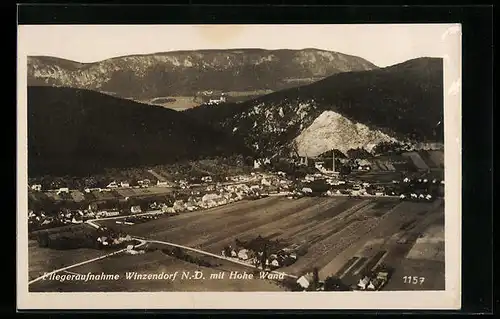 AK Winzendorf, Fliegeraufnahme mit Hohe Wand