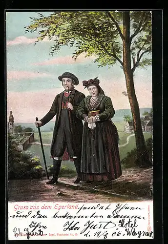 AK Paar aus dem Egerland in Tracht