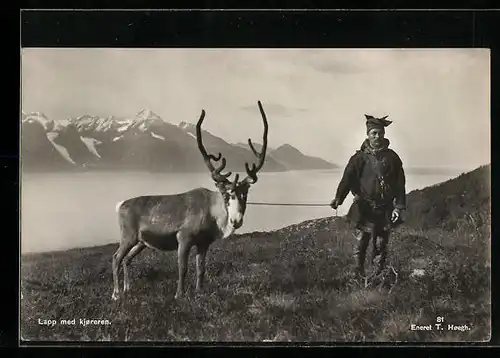 AK Lapp med kjoreren, Lappe mit einem Rentier