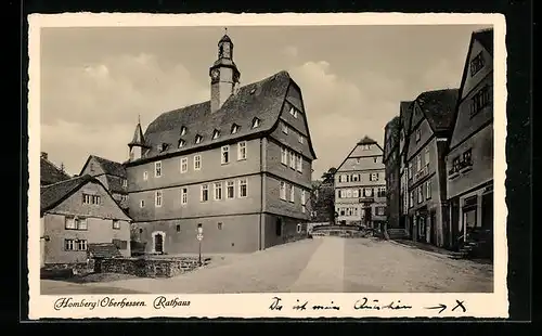 AK Homberg /Oberhessen, Blick auf das Rathaus und Apotheke