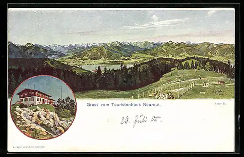 AK Neureut, Touristenhaus mit Blick auf Landschaft