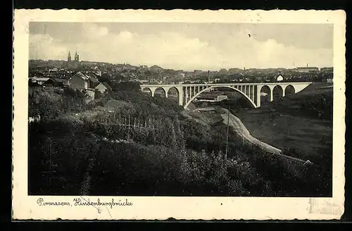 AK Pirmasens, Hindenburgbrücke und Strassenbahn