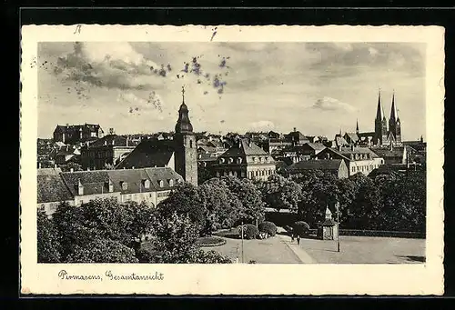 AK Pirmasens, Gesamtansicht mit Kirche