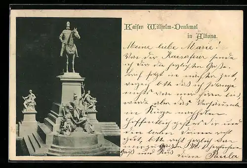 AK Hamburg-Altona, Kaiser Wilhelm-Denkmal