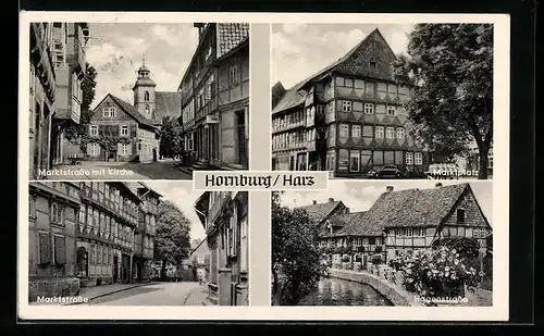 AK Hornburg /Harz, Marktstrasse mit Kirche, Marktplatz, Hagenstrasse