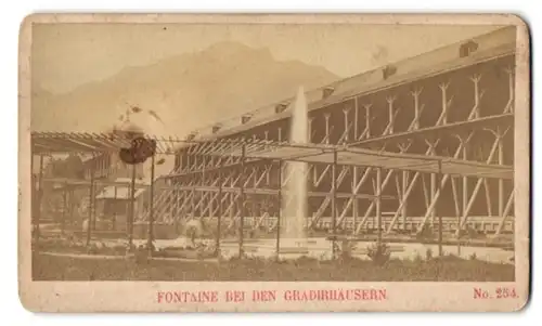 Fotografie Baldi & Würthle, Salzburg, Ansicht Bad Reichenhall, Fontaine bei den Gradierhäusern, 1869