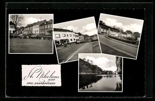 AK St. Nikolaus /Saar, Strassenpartien, Blick über das Wasser