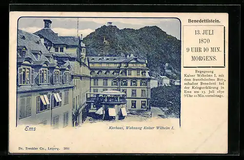 AK Ems, Kurhaus, Wohnung Kaiser Wilhelm I.