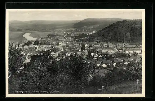 AK Merzig, Ortsansicht vom Schwarzenberg gesehen