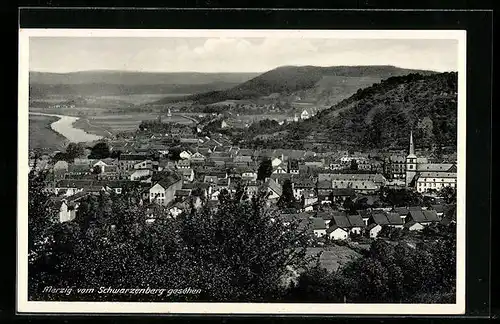 AK Merzig, Ortsansicht vom Schwarzenberg aus