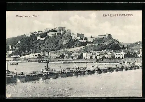 AK Ehrenbreitstein, Gruss vom Rhein