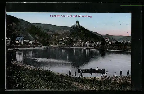 AK Cochem, Ortsansicht von Sehl aus, Blick auf dem Winterburg
