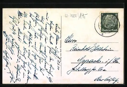 AK Lörrach, Blick in die Strasse u. Cafe Pape