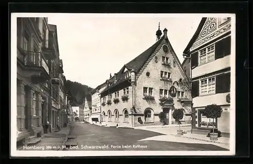 AK Hornberg /Bad. Schwarzwald, Partie beim Rathaus mit Gasthaus zum Bären