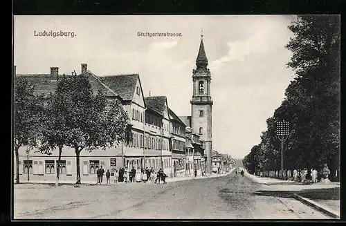 AK Ludwigsburg, Blick in die Stuttgarterstrasse