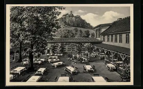 AK Bad Blankenburg /Thür. Wald, Hotel goldener Löwe mit Aussenbereich