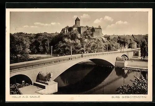 AK Halle a. d. Saale, Blick auf Burg Giebichenstein