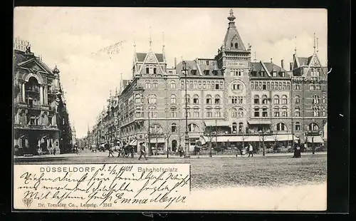 AK Düsseldorf, Blick auf den Bahnhofsplatz