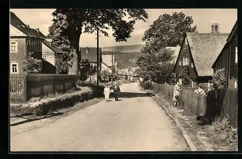 AK Lichtenhain a. d. Bergbahn /Thür. Wald, Blick auf die Dorfstrasse