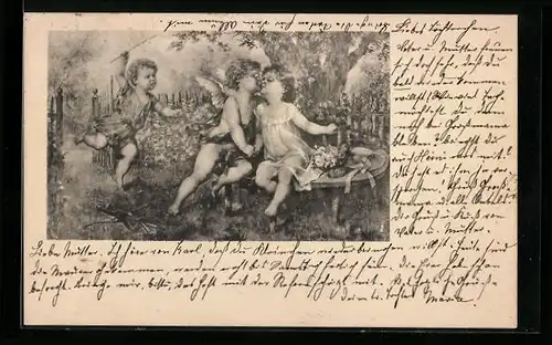 AK Amor küsst Mädchen