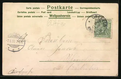 AK Amor reitet auf dem Klapperstorch