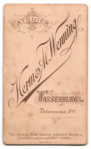 Fotografie H. Al. Wenning, Wasserburg a. Inn, Junger Herr im Anzug mit Zwirbelbart