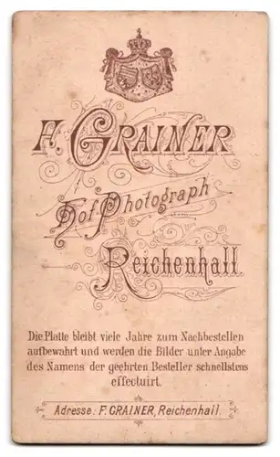 Fotografie F. Grainer, Reichenhall, Bürgerlicher Herr mit Vollbart