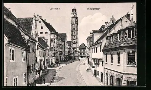 AK Lauingen, Imhofstrasse mit Geschäften
