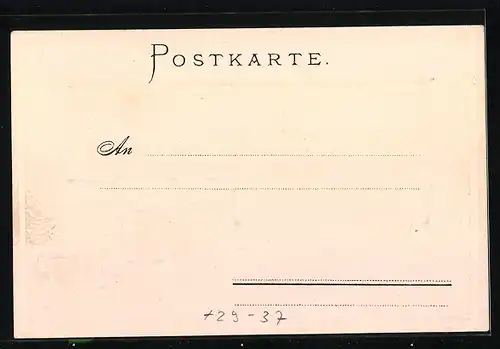 Passepartout-Lithographie Konstanz, Uferpartie mit Dampfer, Wappen