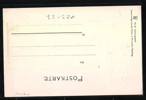 Passepartout-Lithographie Hamburg-Neustadt, Strasse Alter Jungfernstieg mit Passanten, Wappen