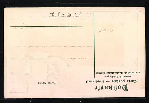Passepartout-Lithographie Hamburg-St.Pauli, Helgoländer Weg, Seewarte, goldenes Wappen