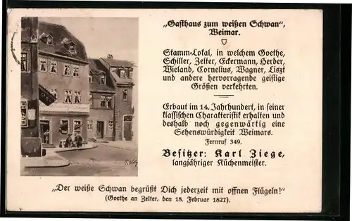 AK Weimar, Rathaus zum weissen Schwan