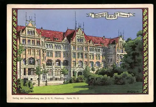 Künstler-AK Hamburg-Neustadt, Verbandshaus der DHV, Holstenwall