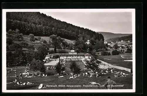AK Herrenalb (Württ. Schwarzwald), Freischwimm-, Luft-und Sonnenbad mit Besuchern