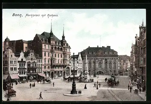 AK Bonn, Marktplatz mit Rathaus