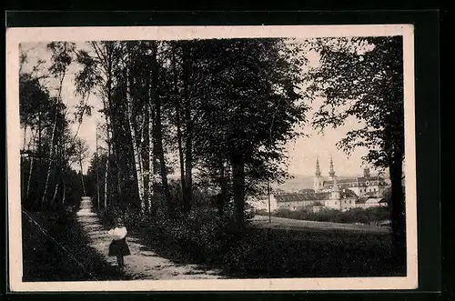 AK Welehrad, Panoramaansicht aus dem Wald