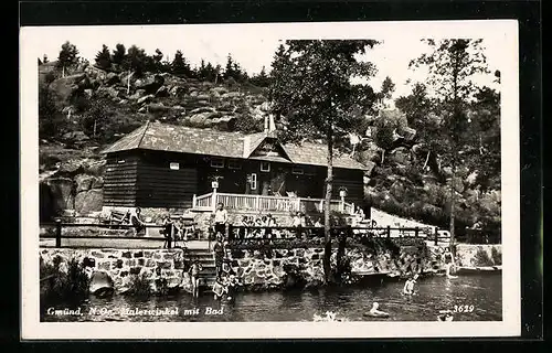 AK Gmünd, Malerwinkel mit Bad, vom Wasser gesehen