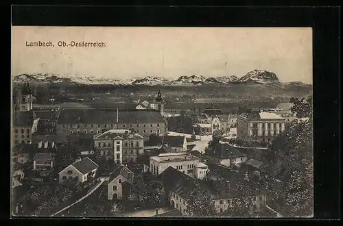 AK Lambach, Ortsansicht aus der Vogelschau