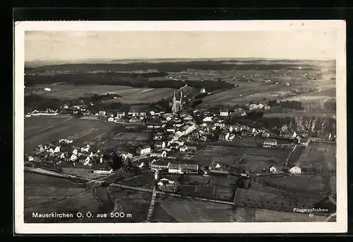 AK Mauerkirchen, Ortspanorama, Fliegeraufnahme