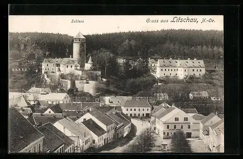 AK Litschau, Ortspartie mit Schloss